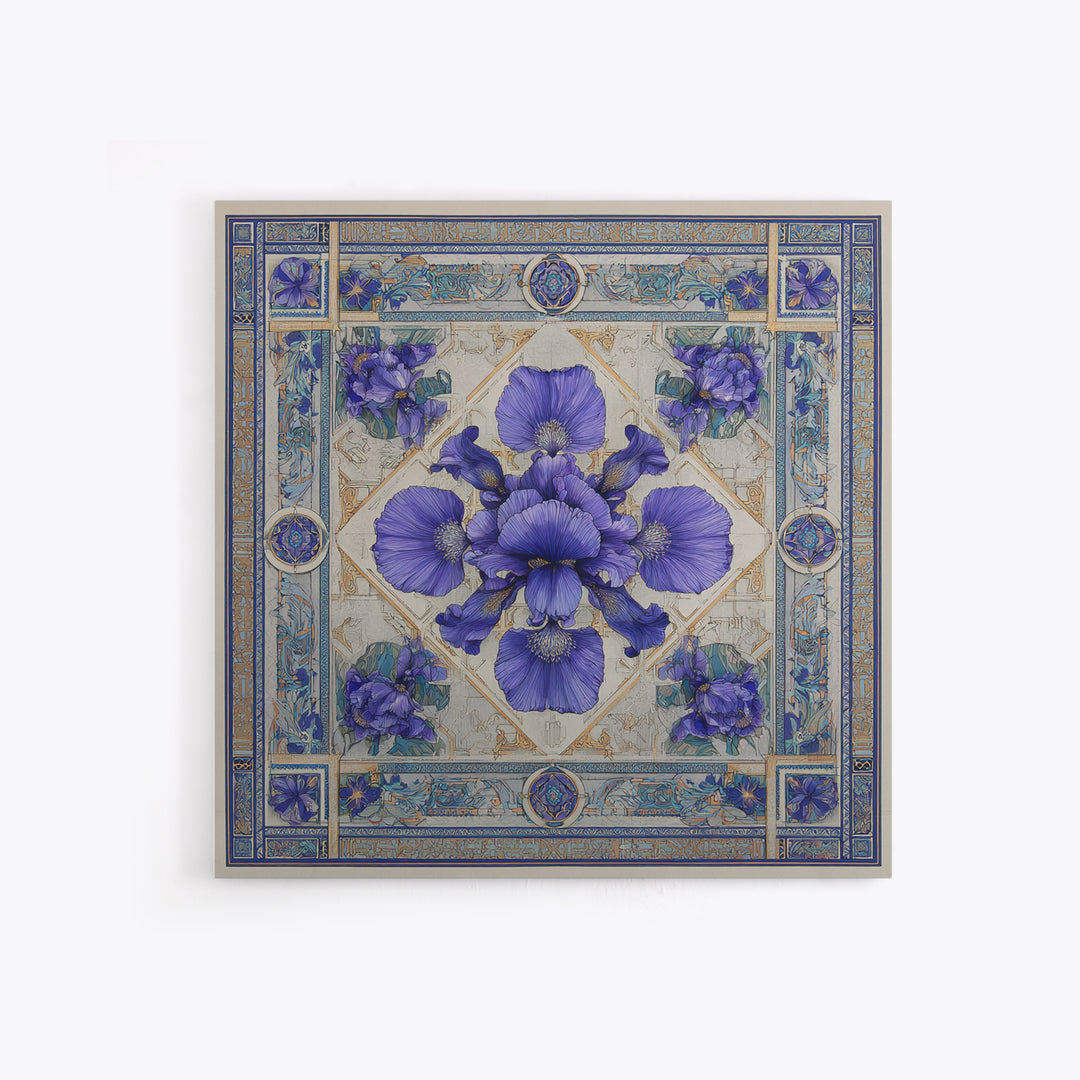 Iris Garden with Blue Violet Strokes Canvas Print, Impressionist Art, Living Room Decor, Watercolor Art, Impression, IMP-1x1-20