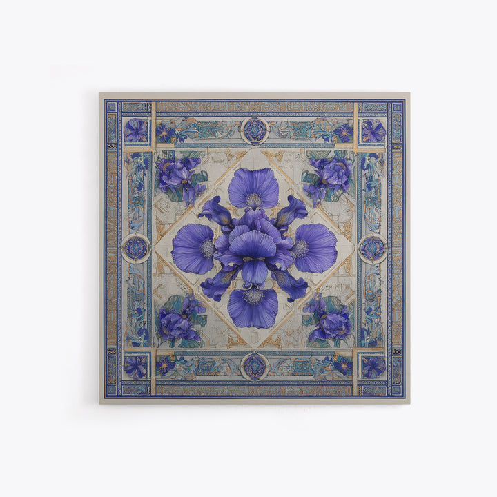 Iris Garden with Blue Violet Strokes Canvas Print, Impressionist Art, Living Room Decor, Watercolor Art, Impression, IMP-1x1-20