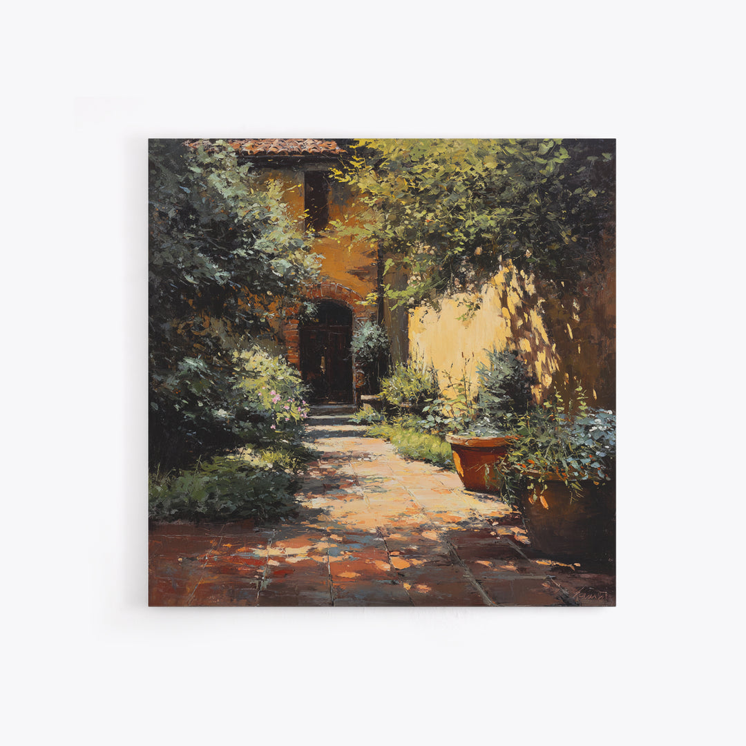 Garden Path Covered Canvas Print, Impressionist Art, Flower Print, Living Room Decor, Watercolor Art, Impression, IMP-1x1-26