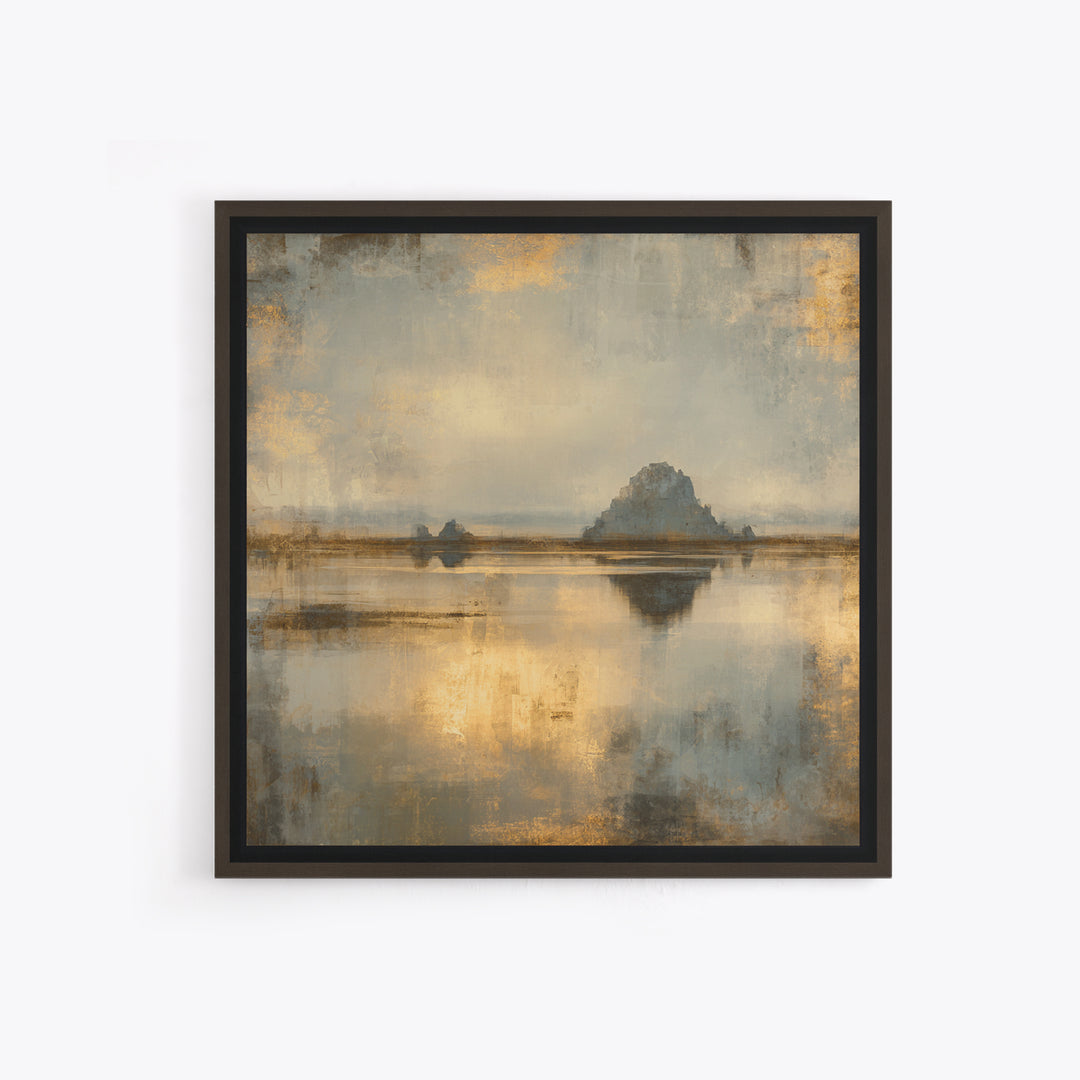 Haystacks Glowing at Golden Hour Framed Canvas Print, Impressionist Art, Oil Painting, Living Room Decor, Impression, IMP-1x1-28