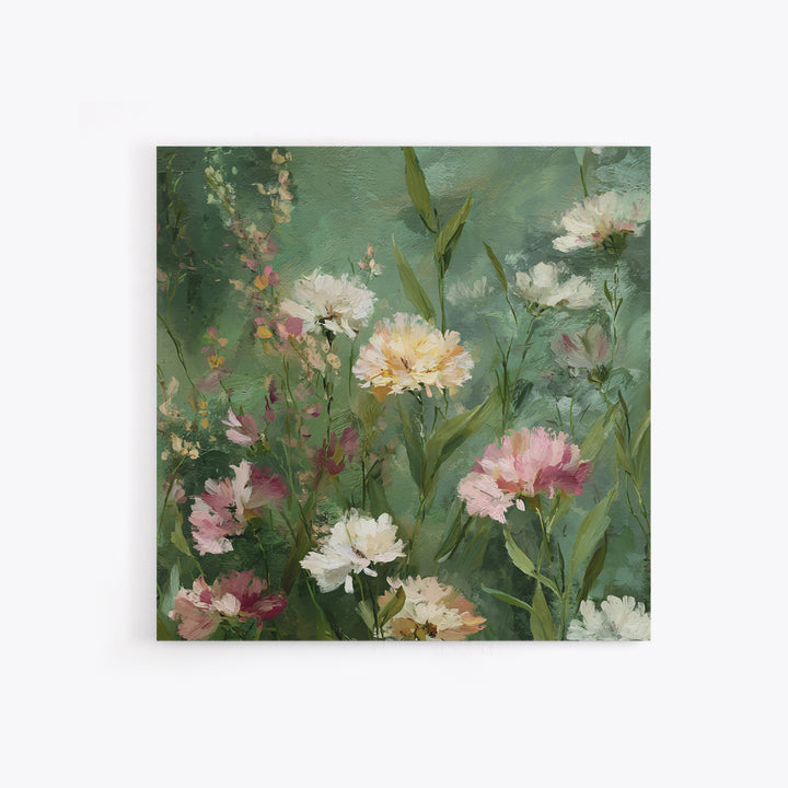 Wildflower Field in Loose Pastel Strokes Framed Canvas Print, Impressionist Art, Gallery Decor, Living Room Decor, Impression, IMP-1x1-32