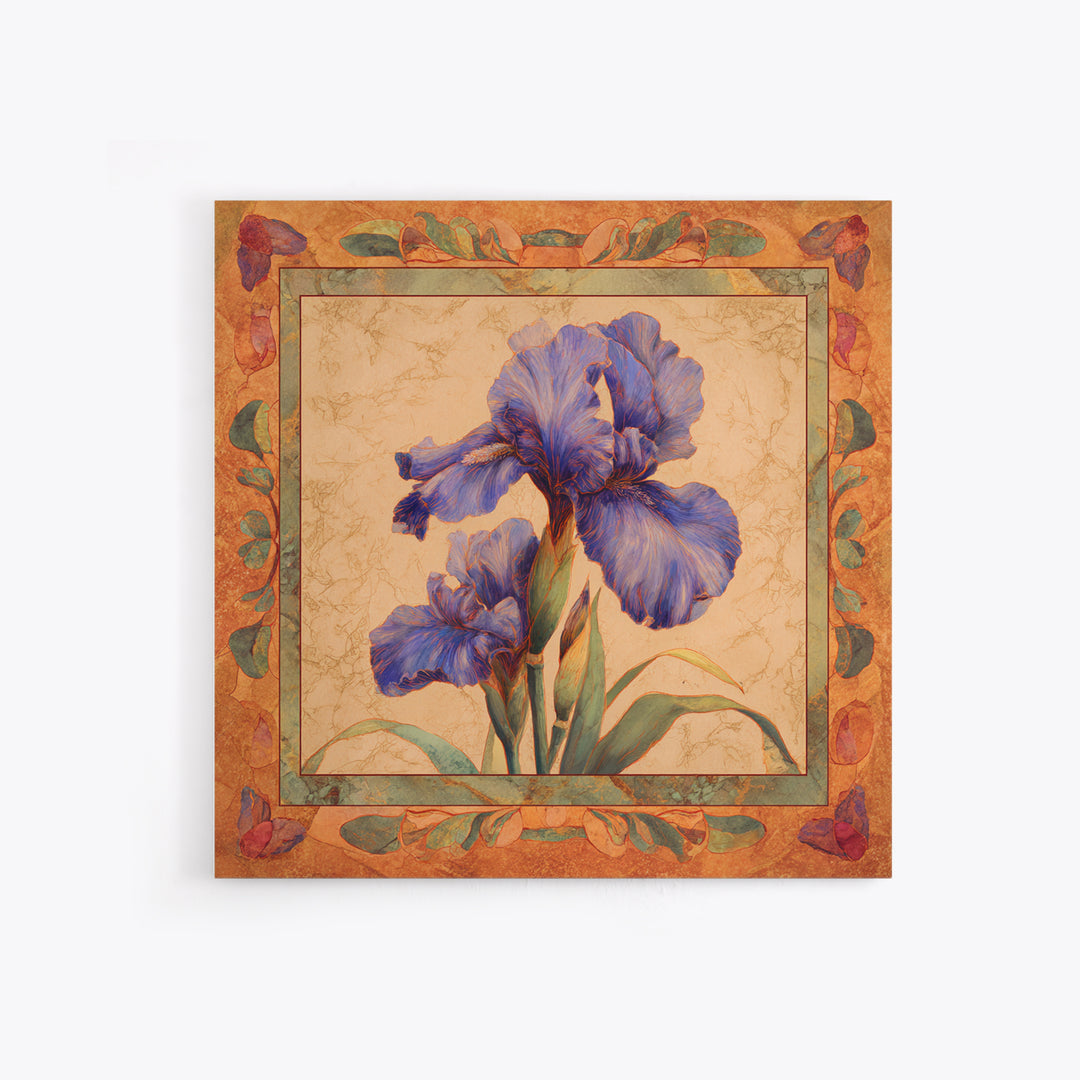Iris Garden with Blue Violet Strokes Framed Canvas Print, Impressionist Art, Textured Wall Art, Living Room Decor, Impression, IMP-1x1-44