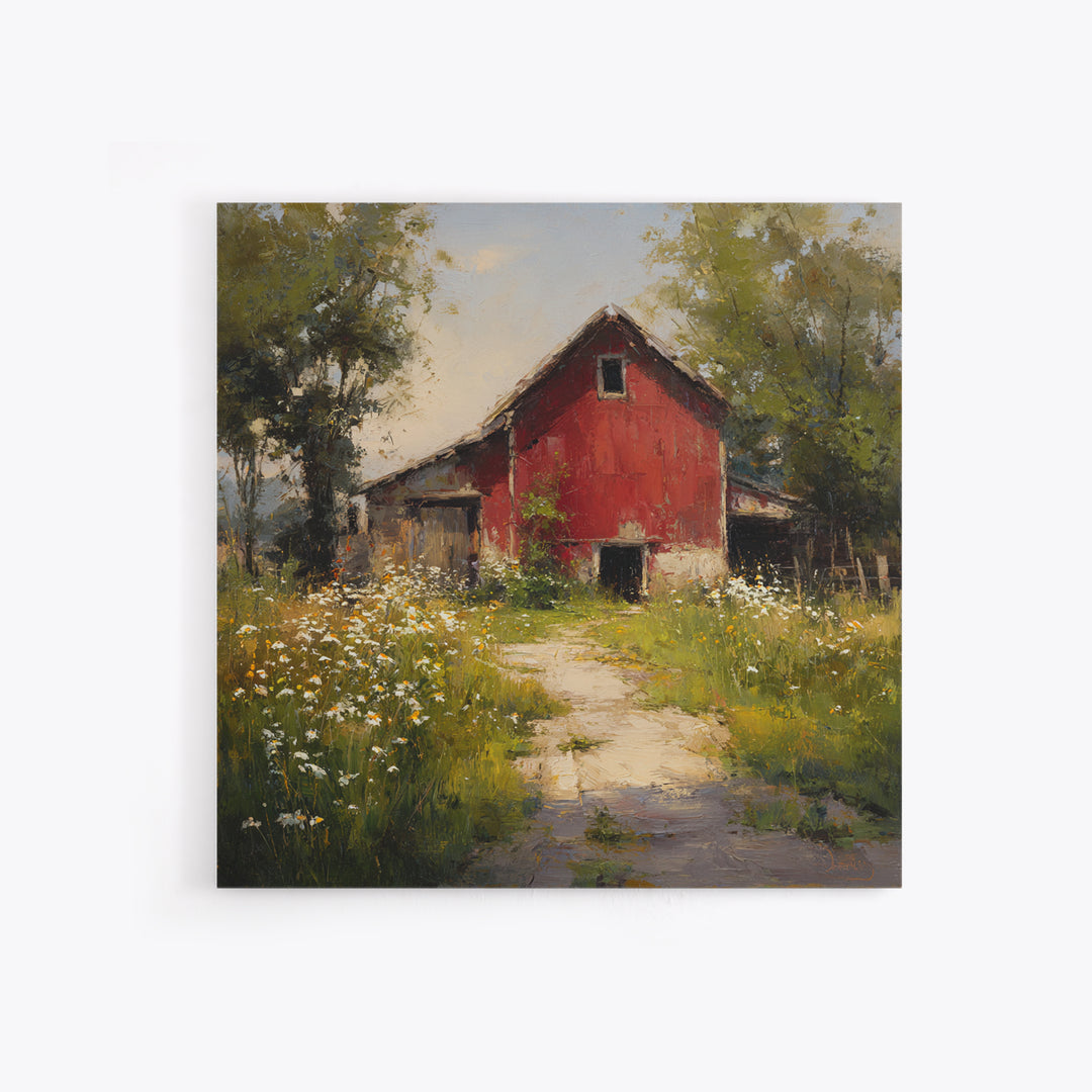 Country Lane with Flickering Sunlight Framed Canvas Print, Impressionist Art, Colorful Wall Art, Living Room Decor, Impression, IMP-1x1-46