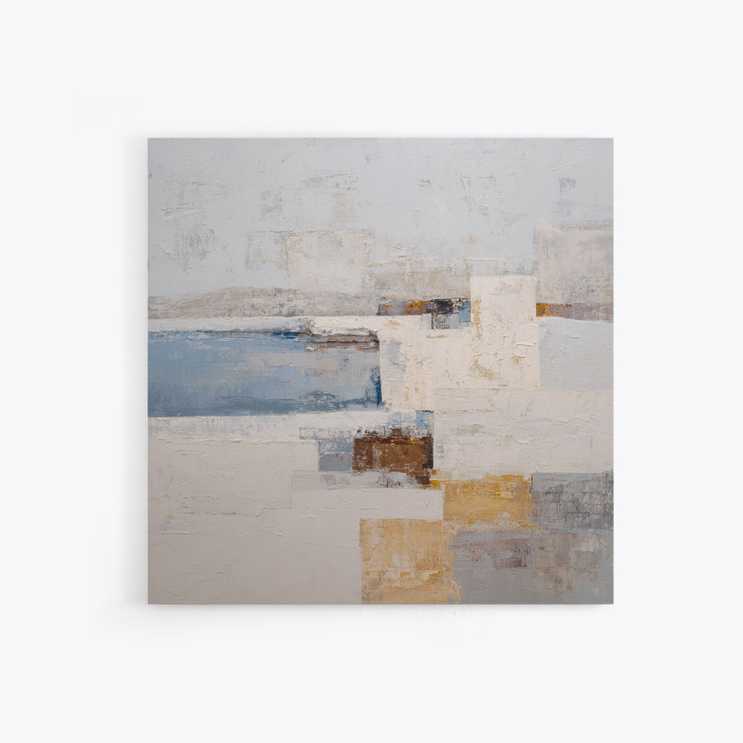 Soft Seaside Cliffs Framed Canvas Print, Impressionist Art, Textured Painting, Living Room Decor, Fine Art, Impression, IMP-1x1-53