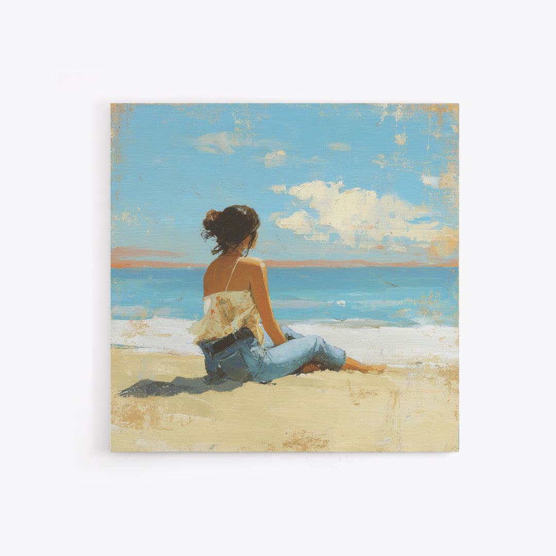 Coastal Beach Figures Framed Canvas Print, Impressionist Art, Modern Decor, Living Room Decor, Fine Art, Impression, Wall Decor, IMP-1x1-67