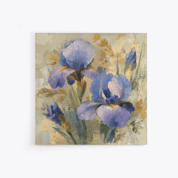 Iris Garden with Blue Violet Strokes Framed Canvas Print, Impressionist Art, Modern Art, Living Room Decor, Oil Painting, IMP-1x1-68