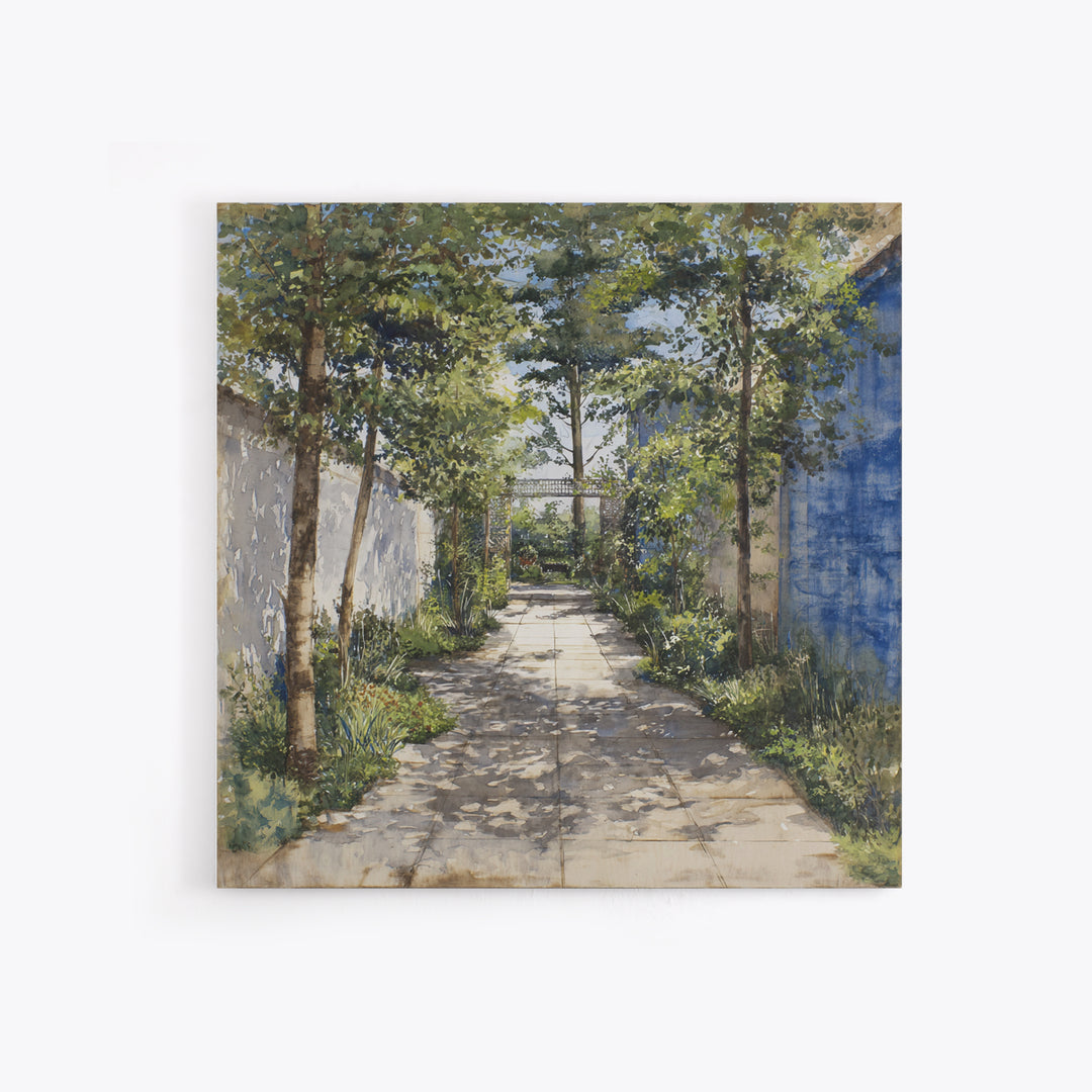 Garden Path Covered Framed Canvas Print, Impressionist Art, Fine Art Print, Living Room Decor, Watercolor Art, Impression, IMP-1x1-74