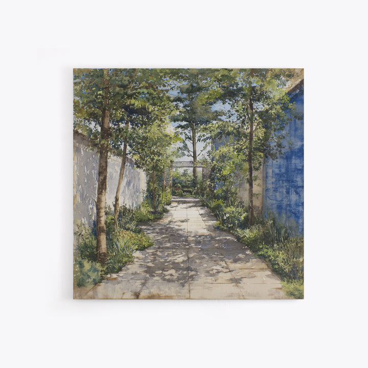Garden Path Covered Framed Canvas Print, Impressionist Art, Fine Art Print, Living Room Decor, Watercolor Art, Impression, IMP-1x1-74