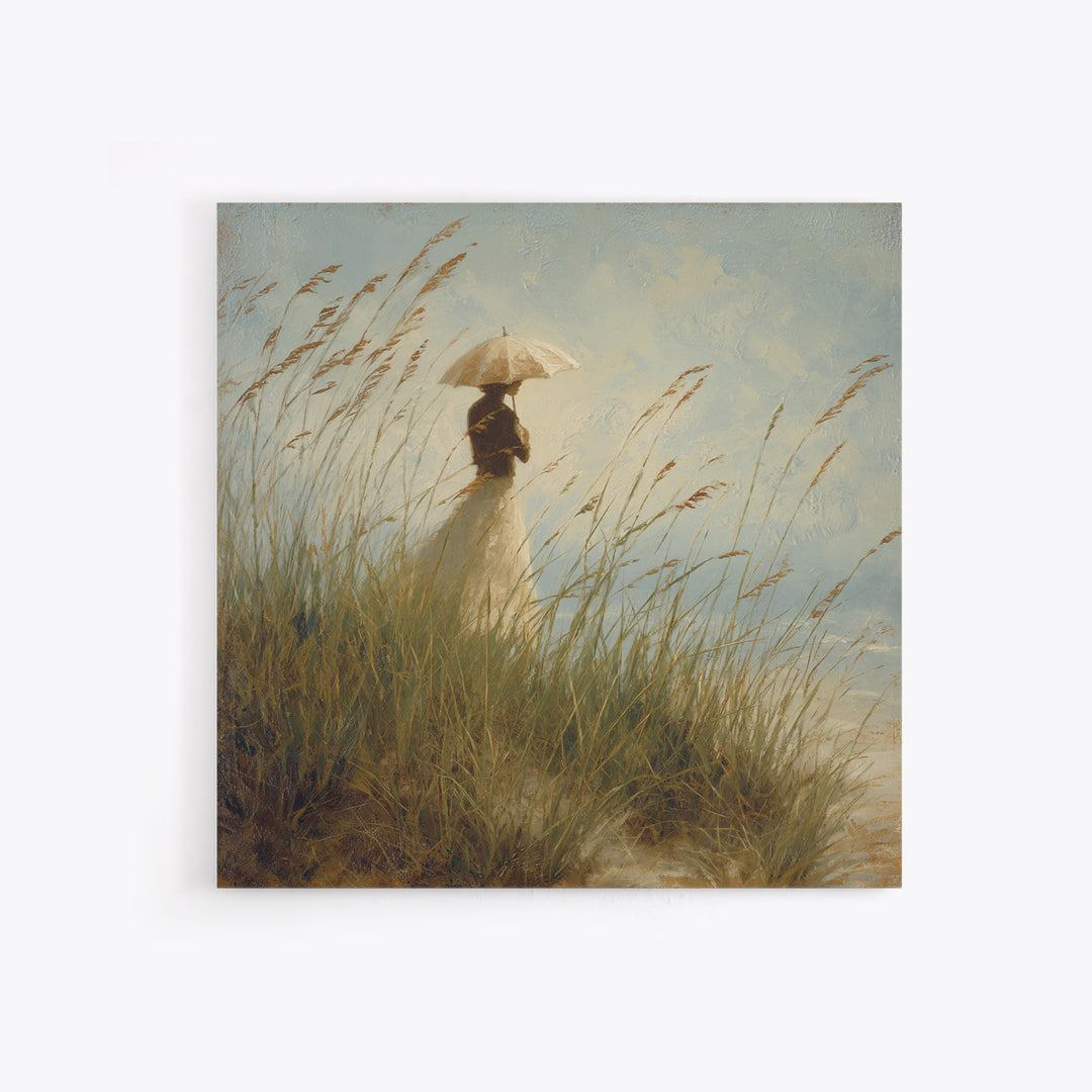 Woman with Parasol in Breezy Meadow Canvas Print, Impressionist Art, Statement Artwork, Living Room Decor, Fine Art, Impression, IMP-1x1-75