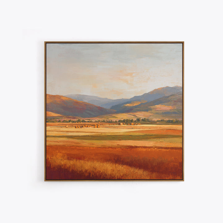 Haystacks Glowing at Golden Hour Canvas Print, Impressionist Art, Gallery Wall Art, Living Room Decor, Fine Art, Impression, IMP-1x1-76