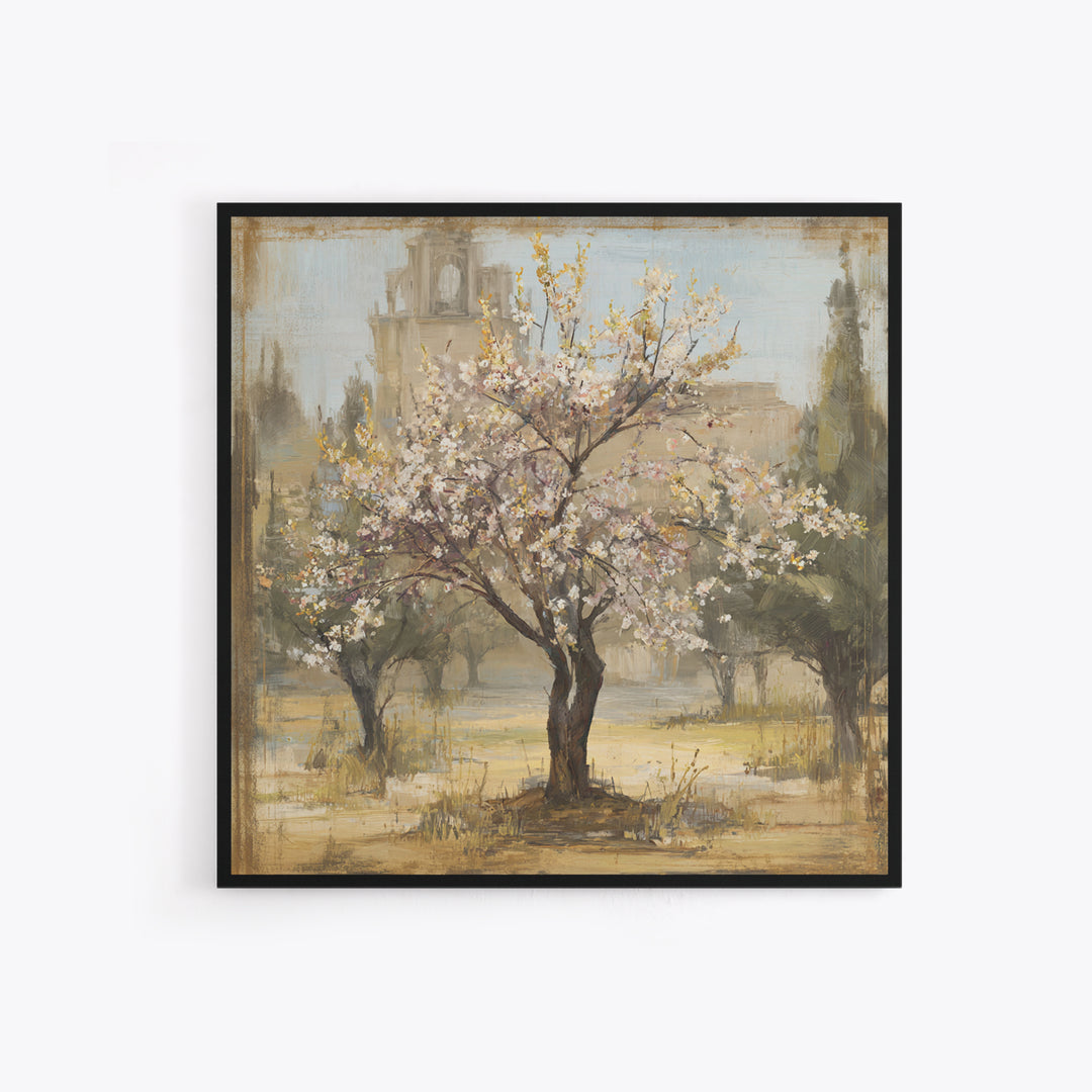 Spring Orchard with Blossoming Trees Framed Canvas Print, Impressionist Art, Statement Artwork, Living Room Decor, Impression, IMP-1x1-78