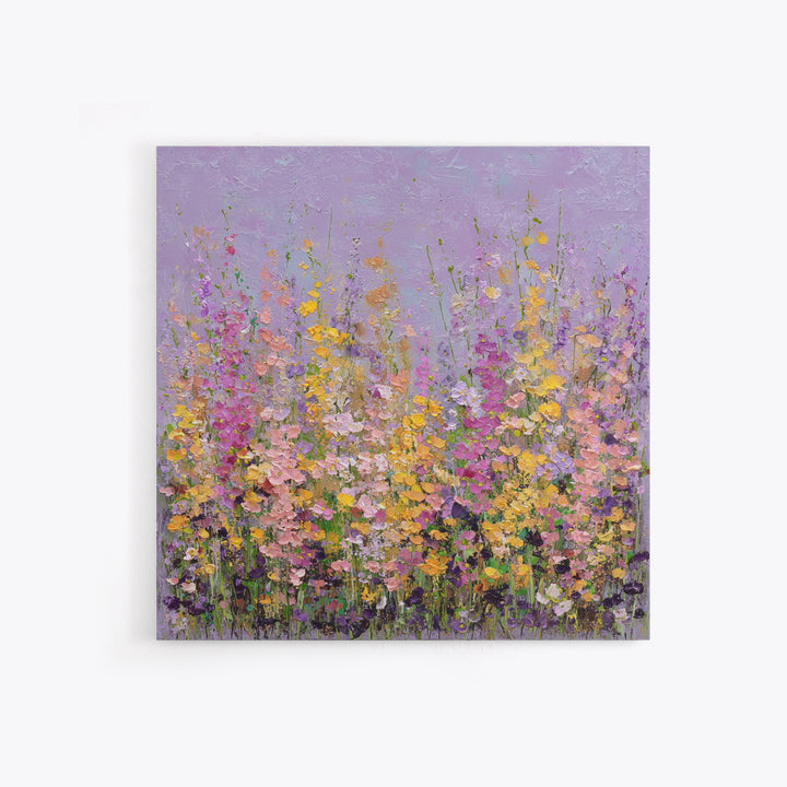 Wildflower Field in Loose Pastel Strokes Canvas Print, Impressionist Art, Fine Art Print, Living Room Decor, Impression, IMP-1x1-80