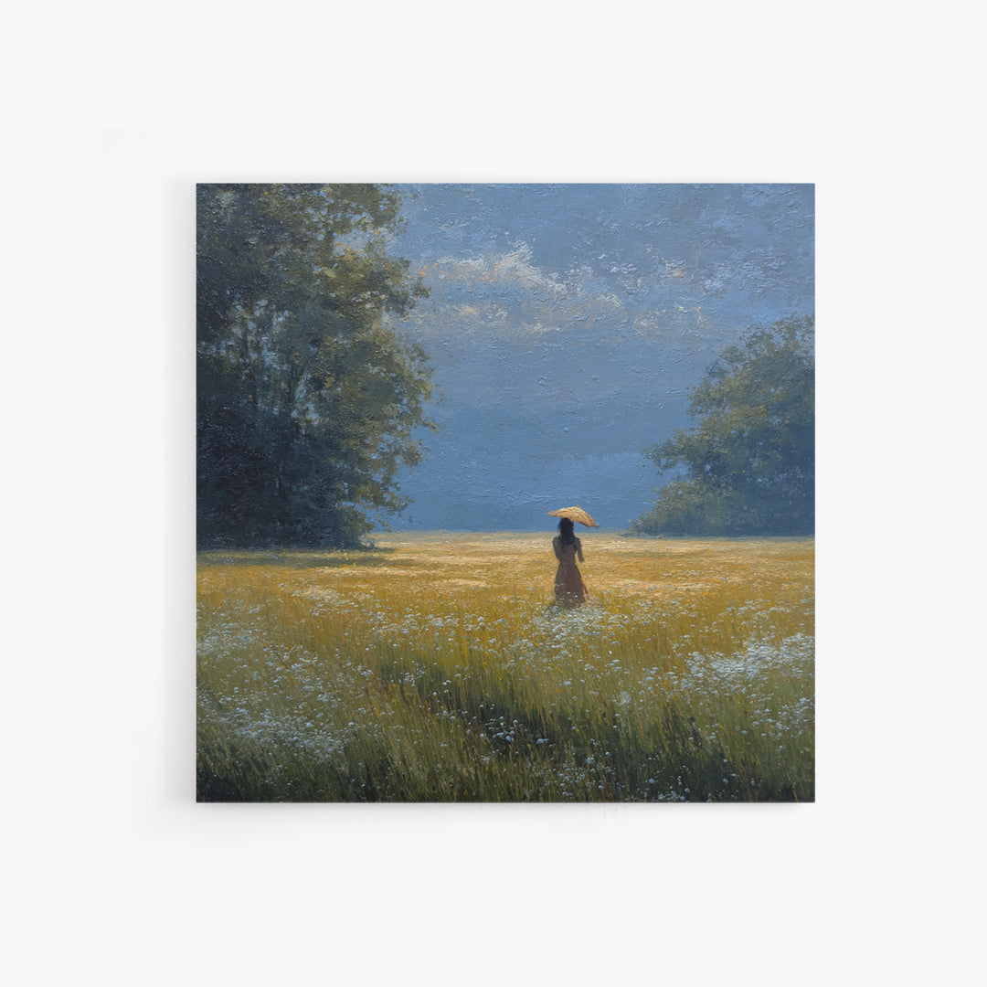 Woman with Parasol in Breezy Meadow Canvas Print, Impressionist Art, Painting, Living Room Decor, Fine Art, Impression, IMP-1x1-99