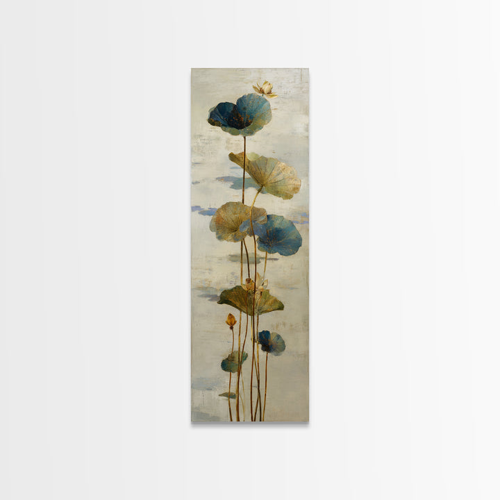 Water Lilies Floating on a Sunlit Pond Canvas Print, Impressionist Art, Minimalist Decor, Living Room Decor, Impression, IMP-1x3-13