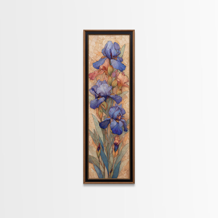Iris Garden with Blue Violet Strokes Canvas Print, Impressionist Art, Living Room Decor, Watercolor Art, Impression, IMP-1x3-32