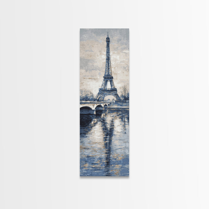 Paris Bridge Reflected Canvas Print, Impressionist Art, Living Room Wall Art, Living Room Decor, Fine Art, Impression, IMP-1x3-43