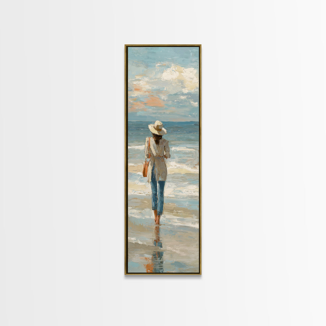 Coastal Beach Figures Canvas Print, Impressionist Art, Floral Wall Art, Living Room Decor, Fine Art, Impression, Fine Art Print, IMP-1x3-55