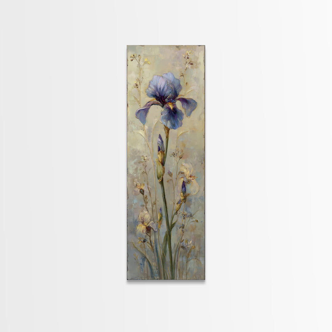 Iris Garden with Blue Violet Strokes Canvas Print, Impressionist Art, Modern Wall Art, Living Room Decor, Fine Art, Impression, IMP-1x3-56