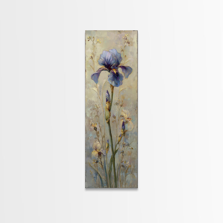 Iris Garden with Blue Violet Strokes Canvas Print, Impressionist Art, Modern Wall Art, Living Room Decor, Fine Art, Impression, IMP-1x3-56