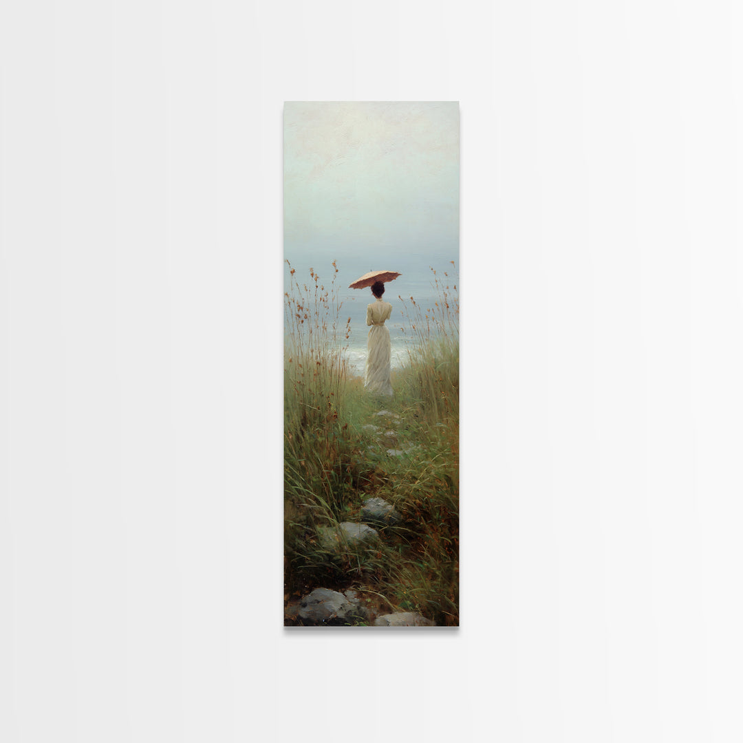 Woman with Parasol in Breezy Meadow Canvas Print, Impressionist Art, Living Room Art, Living Room Decor, Oil Painting, IMP-1x3-63