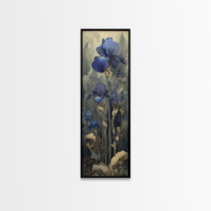 Iris Garden with Blue Violet Strokes Canvas Print, Impressionist Art, Contemporary Art, Living Room Decor, Impression, IMP-1x3-8