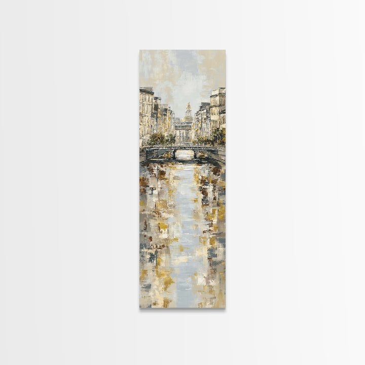 Paris Bridge Reflected Framed Canvas Print, Impressionist Art, Boho Decor, Living Room Decor, Oil Painting, Impression, IMP-1x3-91