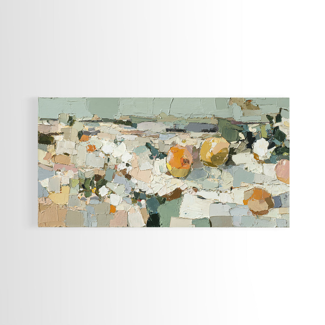Soft Seaside Cliffs Framed Canvas Print, Impressionist Art, Large Wall Art, Living Room Decor, Impression, Abstract Painting, IMP-2x1-1