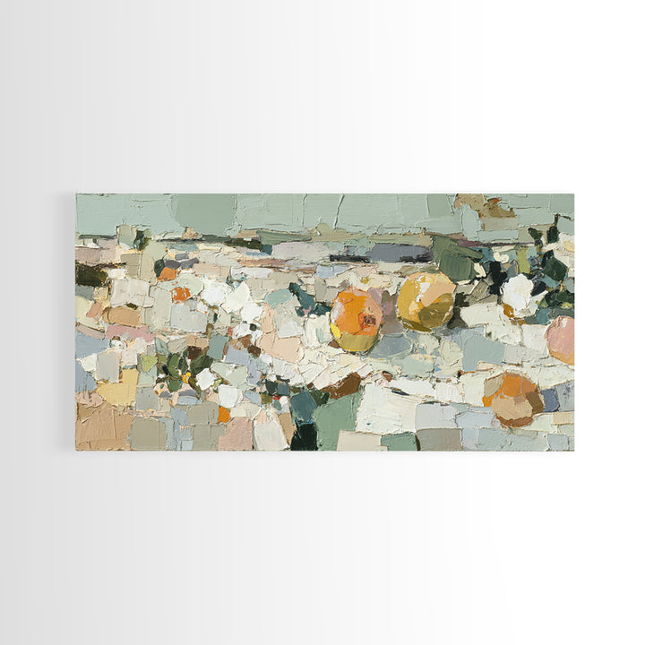 Soft Seaside Cliffs Framed Canvas Print, Impressionist Art, Large Wall Art, Living Room Decor, Impression, Abstract Painting, IMP-2x1-1