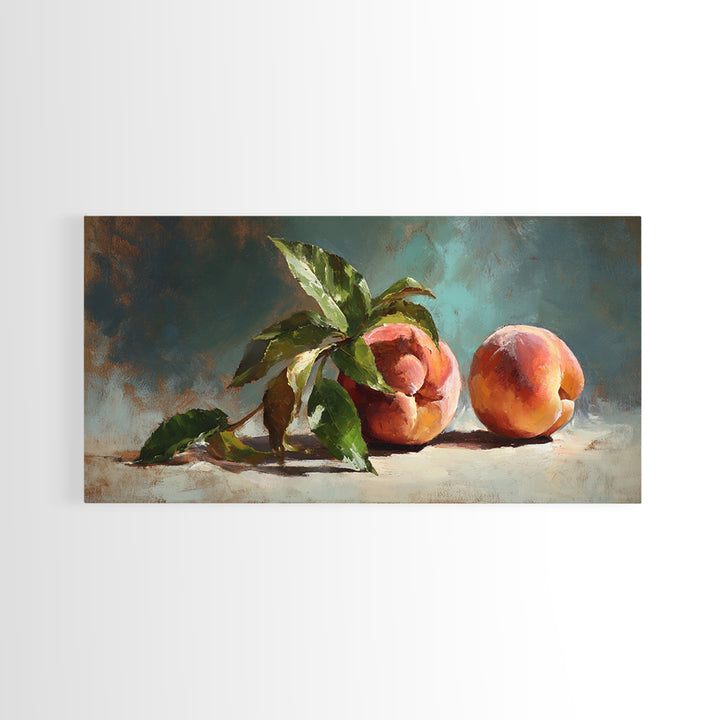 Still Life of Peaches Framed Canvas Print, Impressionist Art, Flower Print, Living Room Decor, Fine Art, Impression, IMP-2x1-19
