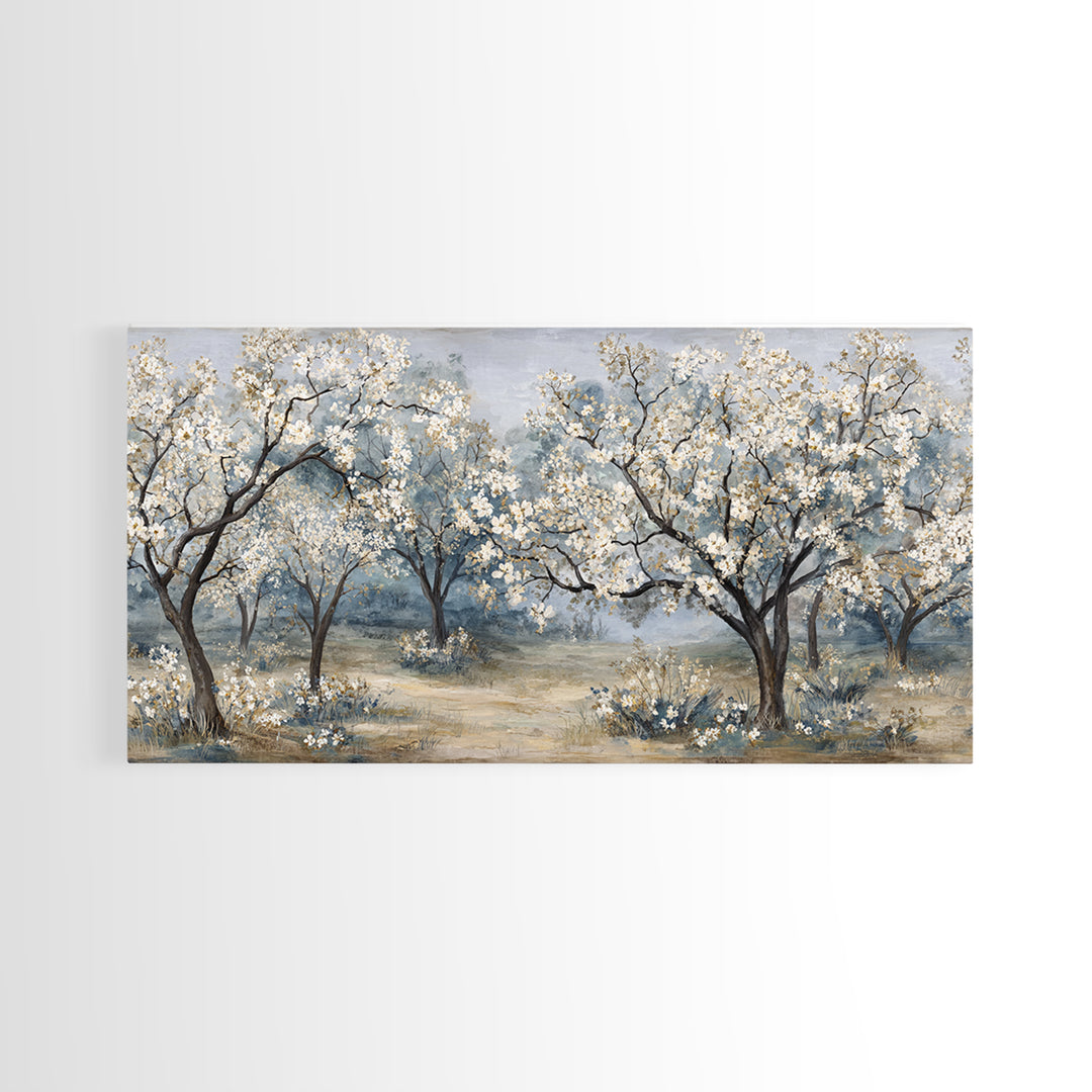 Spring Orchard with Blossoming Trees Canvas Print, Impressionist Art, Living Room Decor, Abstract Art, Impression, IMP-2x1-2