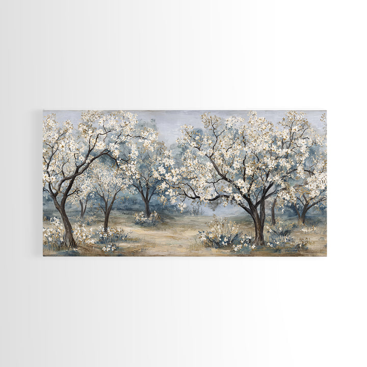 Spring Orchard with Blossoming Trees Canvas Print, Impressionist Art, Living Room Decor, Abstract Art, Impression, IMP-2x1-2