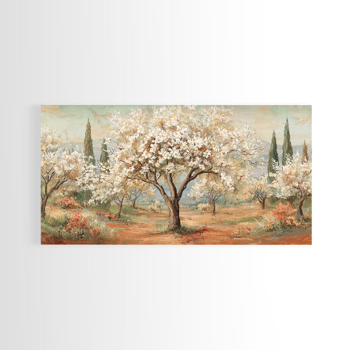 Spring Orchard with Blossoming Trees Canvas Print, Impressionist Art, Living Room Decor, Abstract Art, Impression, IMP-2x1-26
