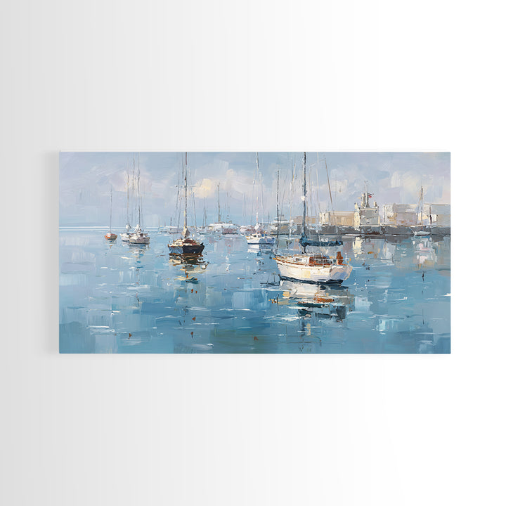 Sailboats on a Bright Sparkling Harbor Canvas Print, Impressionist Art, Original Art, Living Room Decor, Impression, IMP-2x1-29