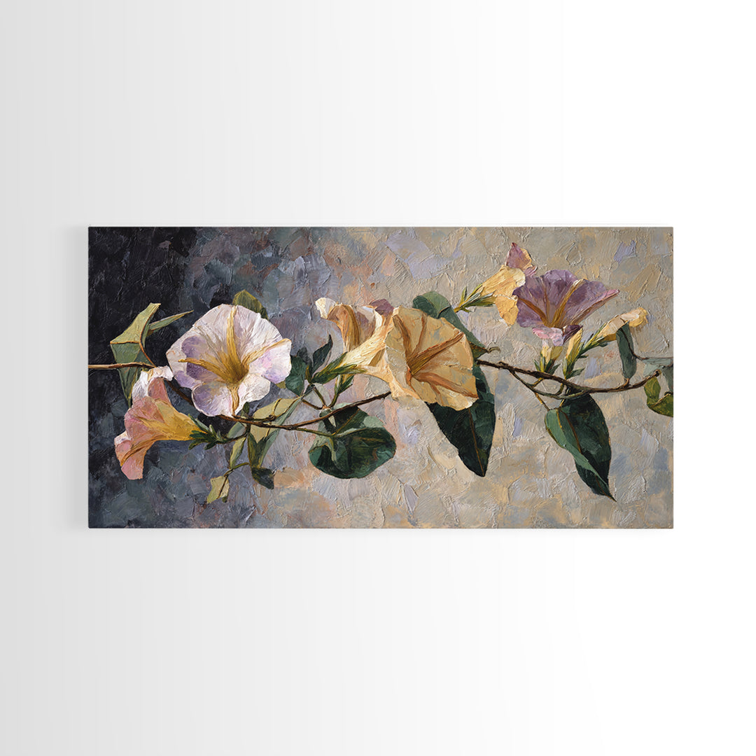 Caf Table with Flowers and Morning Light Canvas Print, Impressionist Art, Minimalist Decor, Living Room Decor, Impression, IMP-2x1-30