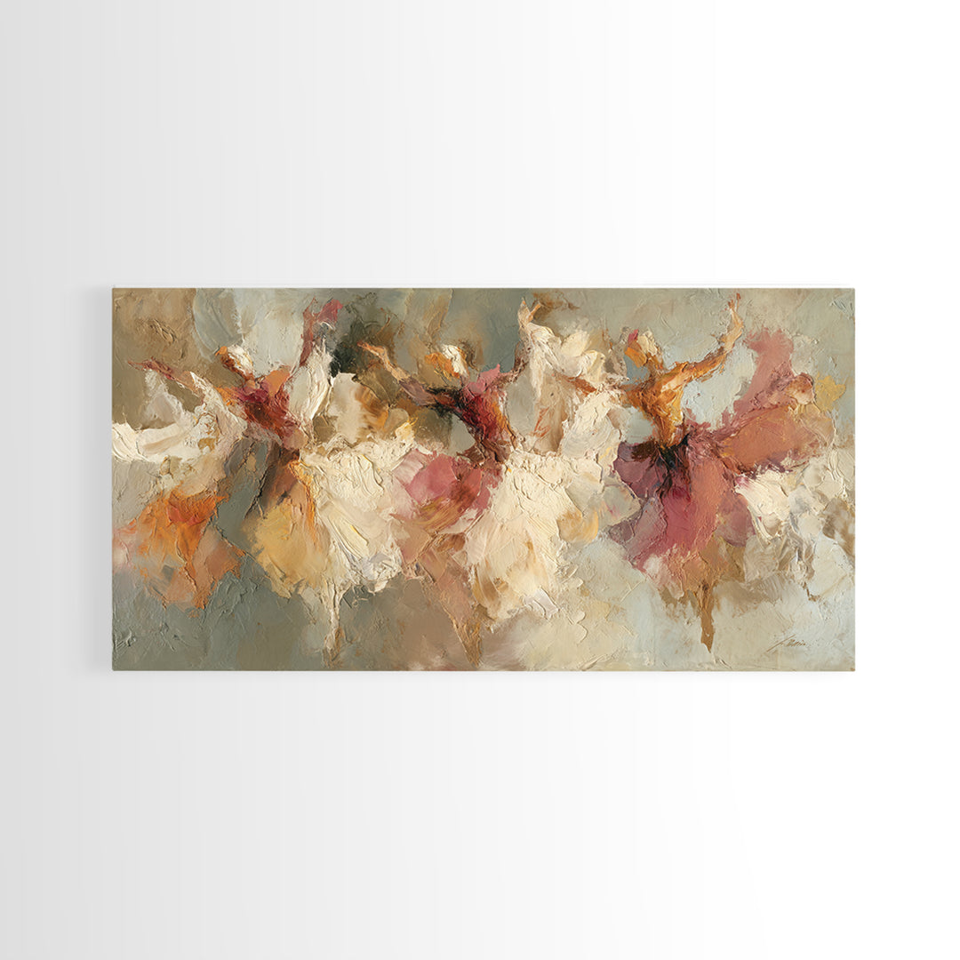 Dancers Suggested by Soft Moving Brushwork Framed Canvas Print, Impressionist Art, Wall Art, Living Room Decor, Oil Painting, IMP-2x1-35