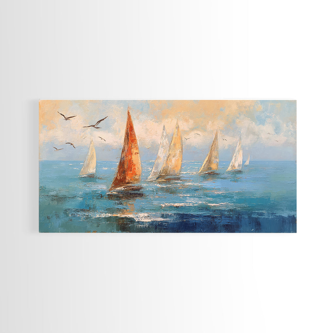 Coastal Beach Figures Canvas Print, Impressionist Art, Oil Painting, Living Room Decor, Fine Art, Impression, Coastal Wall Art, IMP-2x1-39