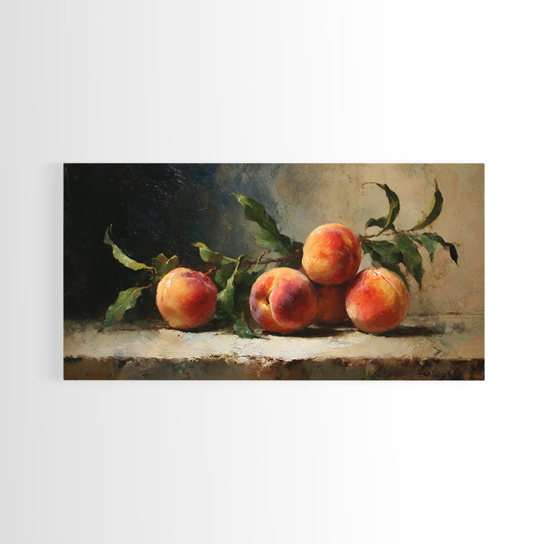 Still Life of Peaches Framed Canvas Print, Impressionist Art, Large Wall Art, Living Room Decor, Fine Art, Impression, IMP-2x1-43