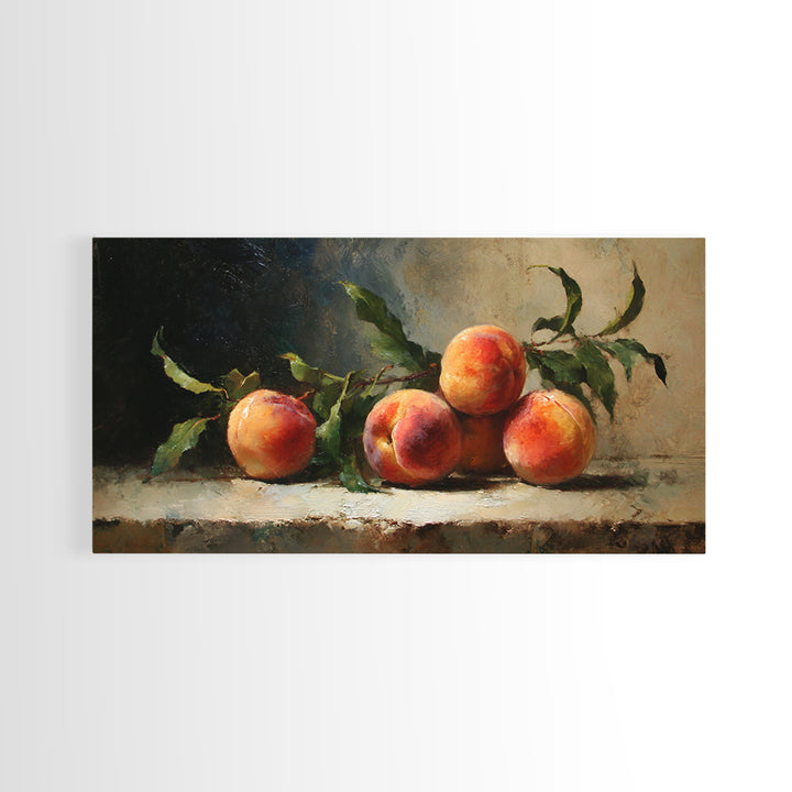 Still Life of Peaches Framed Canvas Print, Impressionist Art, Large Wall Art, Living Room Decor, Fine Art, Impression, IMP-2x1-43