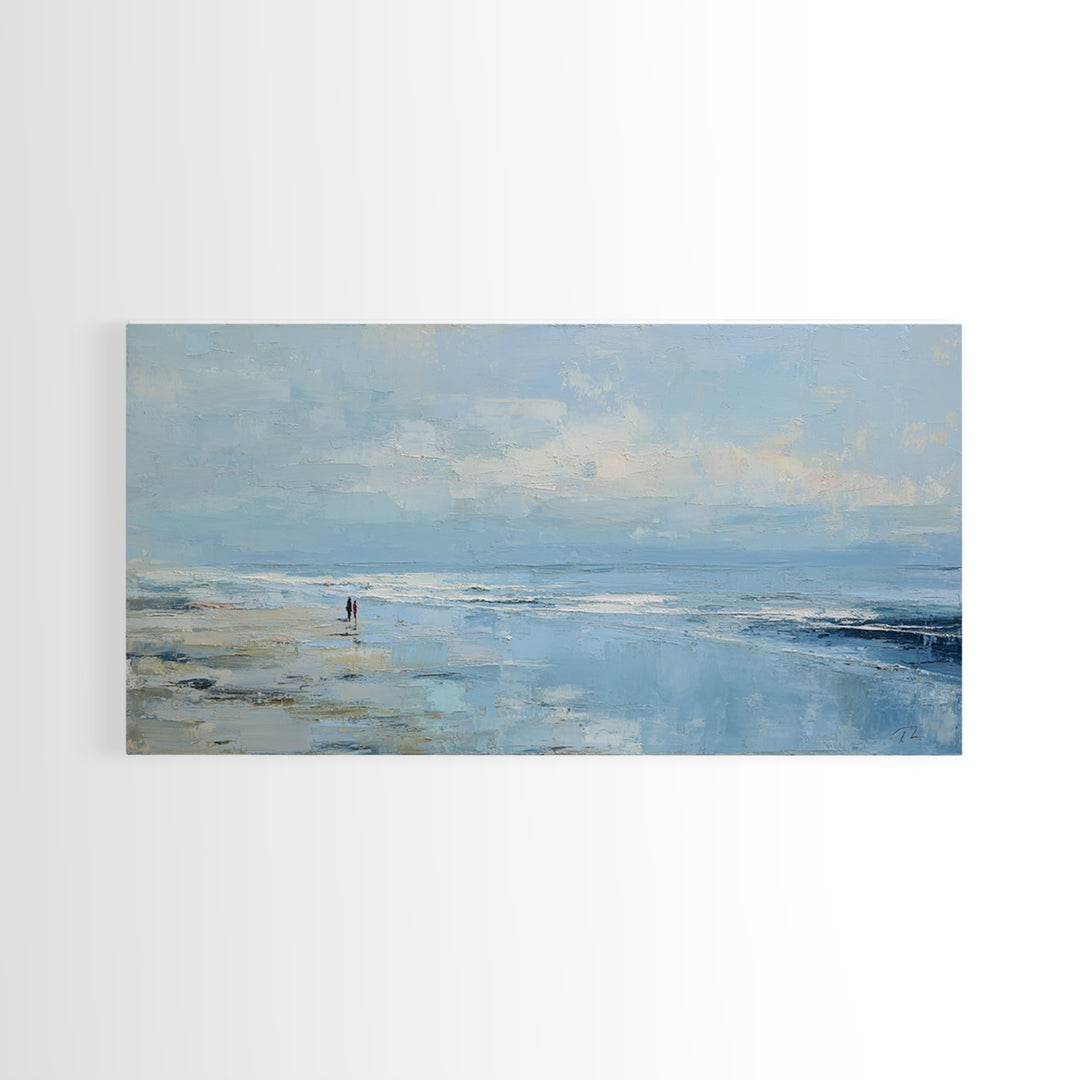 Coastal Beach Figures Canvas Print, Impressionist Art, Living Room Wall Art, Living Room Decor, Fine Art, Impression, IMP-2x1-63