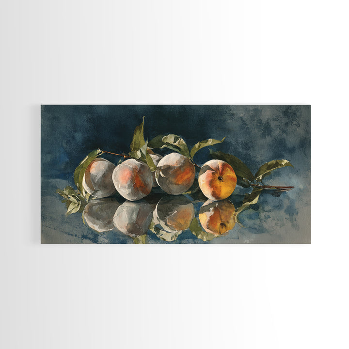 Still Life of Peaches Framed Canvas Print, Impressionist Art, Gallery Decor, Living Room Decor, Fine Art, Impression, IMP-2x1-67