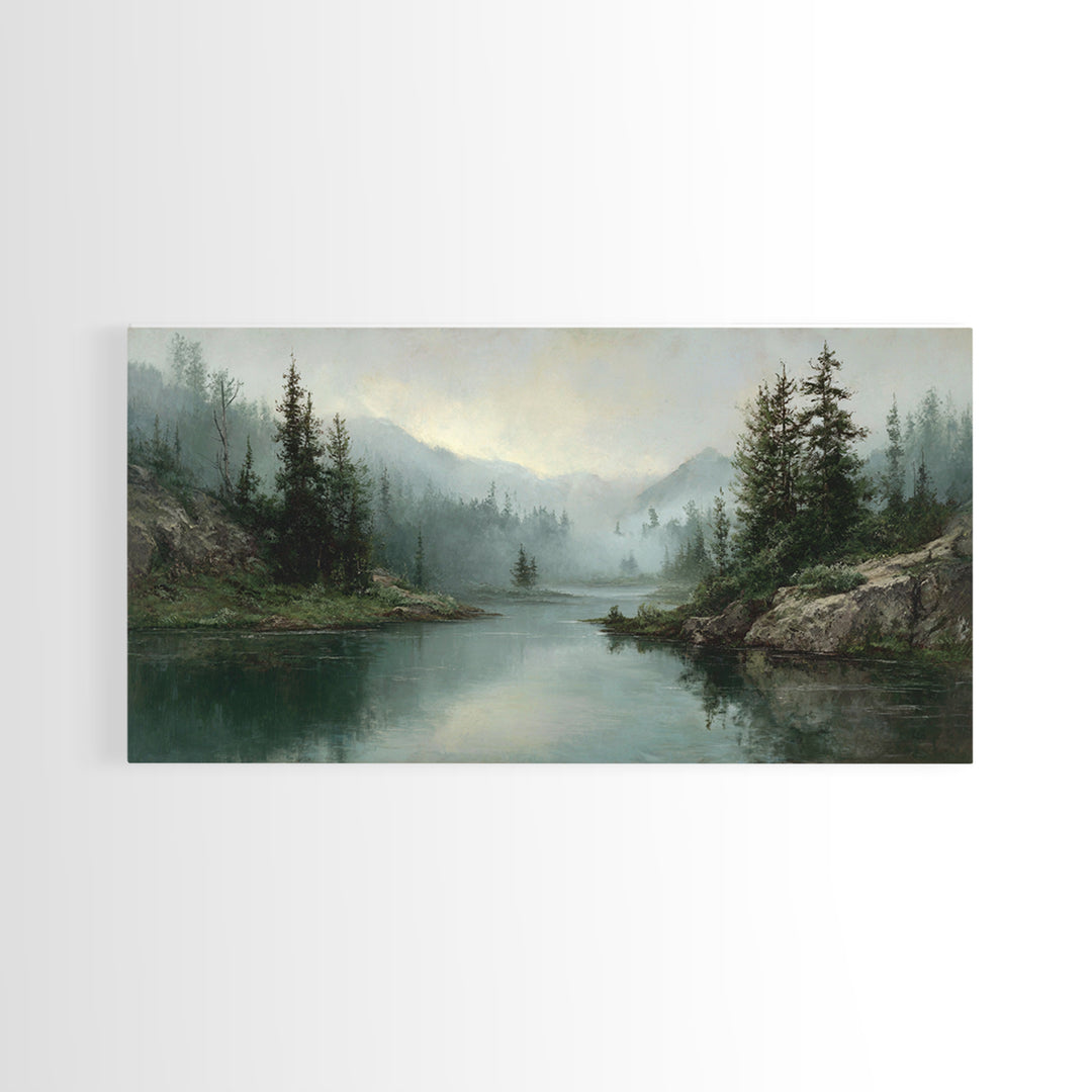 Mountain Lake with Sparkling Reflections Canvas Print, Impressionist Art, Original Art, Living Room Decor, Fine Art, Impression, IMP-2x1-68