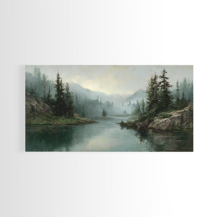 Mountain Lake with Sparkling Reflections Canvas Print, Impressionist Art, Original Art, Living Room Decor, Fine Art, Impression, IMP-2x1-68