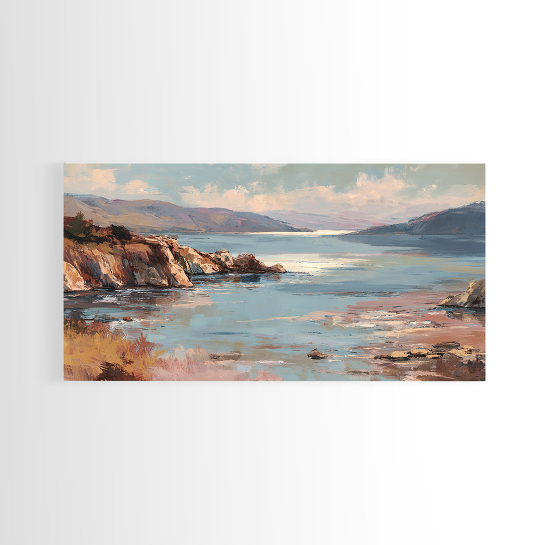 Soft Seaside Cliffs Canvas Print, Impressionist Art, Living Room Decor, Fine Art, Impression, Landscape Art, Colorful Wall Art, IMP-2x1-73
