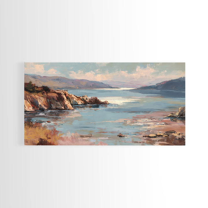 Soft Seaside Cliffs Canvas Print, Impressionist Art, Living Room Decor, Fine Art, Impression, Landscape Art, Colorful Wall Art, IMP-2x1-73