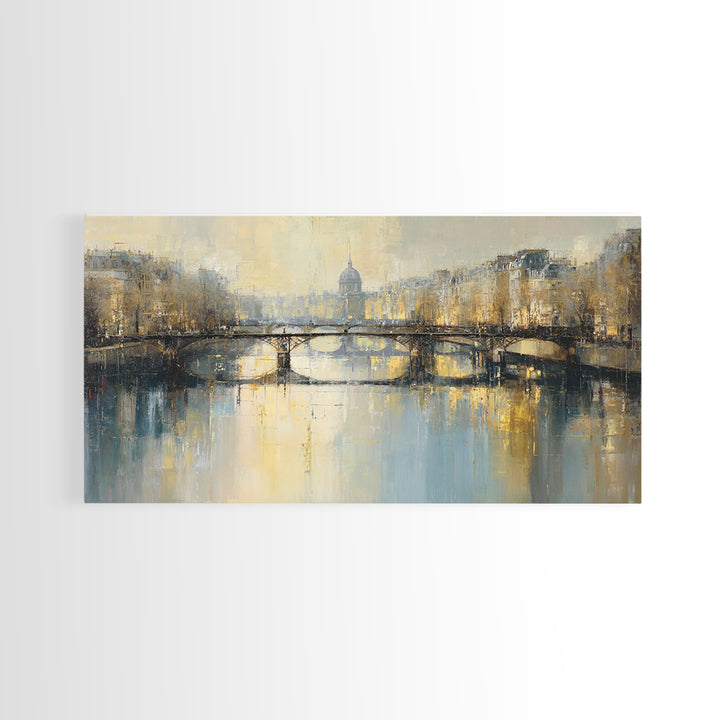 Paris Bridge Reflected Framed Canvas Print, Impressionist Art, Room Decor, Living Room Decor, Fine Art, Impression, IMP-2x1-75