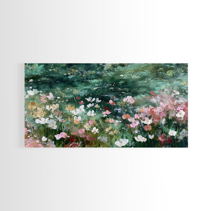 Wildflower Field in Loose Pastel Strokes Canvas Print, Impressionist Art, Modern Wall Art, Living Room Decor, Impression, IMP-2x1-76