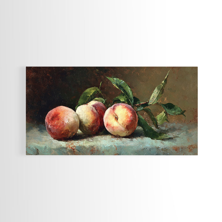 Still Life of Peaches Framed Canvas Print, Impressionist Art, Textured Wall Art, Living Room Decor, Fine Art, Impression, IMP-2x1-91