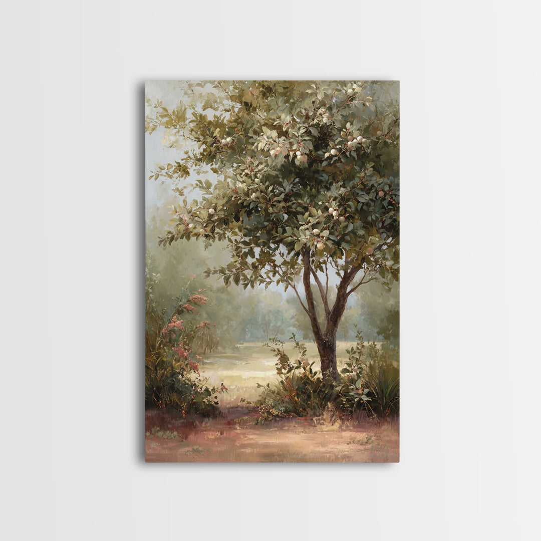 Apple Tree in Summer Orchard Framed Canvas Print, Impressionist Art, Large Wall Art, Living Room Decor, Fine Art, Impression, IMP-2x3-1