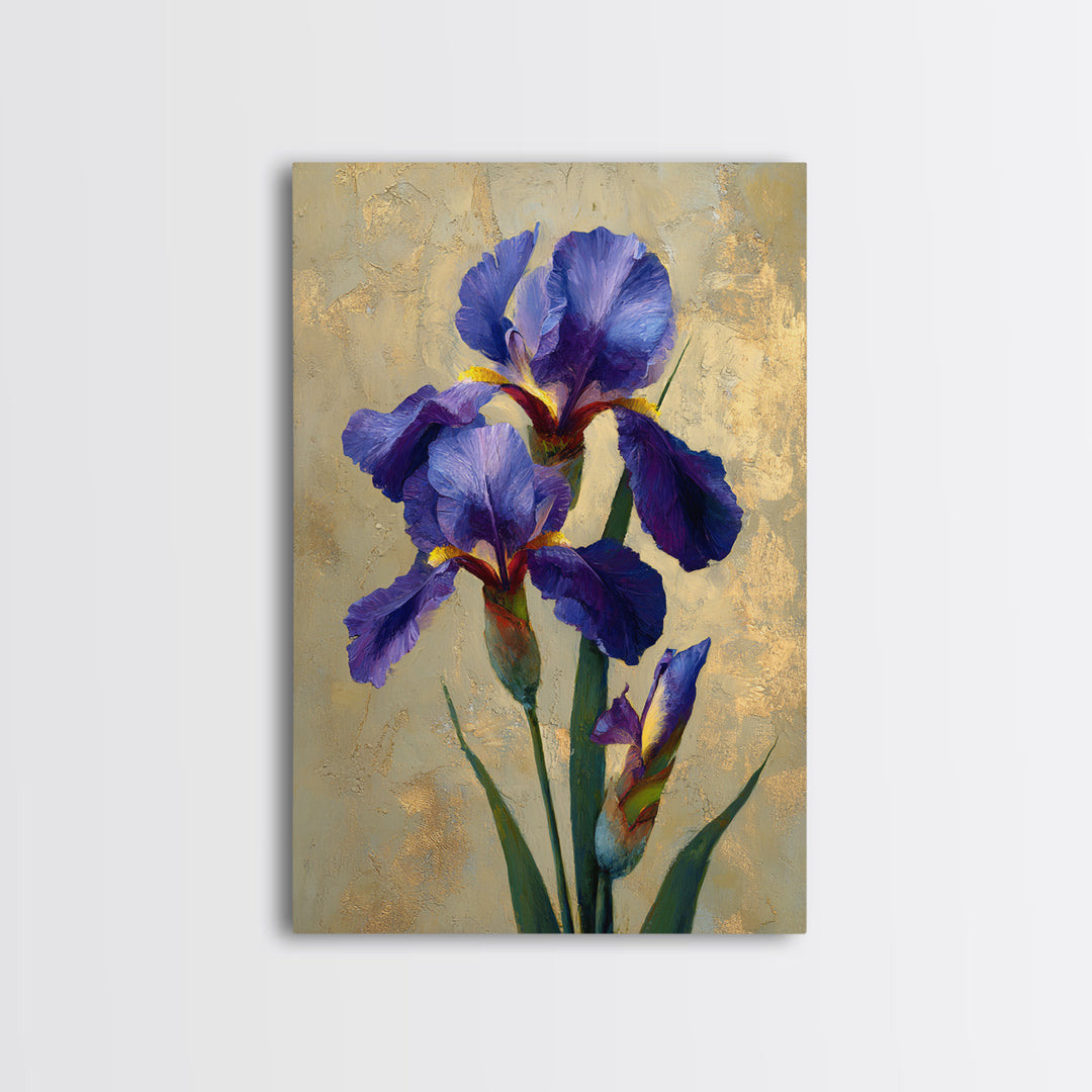 Iris Garden with Blue Violet Strokes Canvas Print, Impressionist Art, Printable Wall Art, Living Room Decor, Impression, IMP-2x3-100