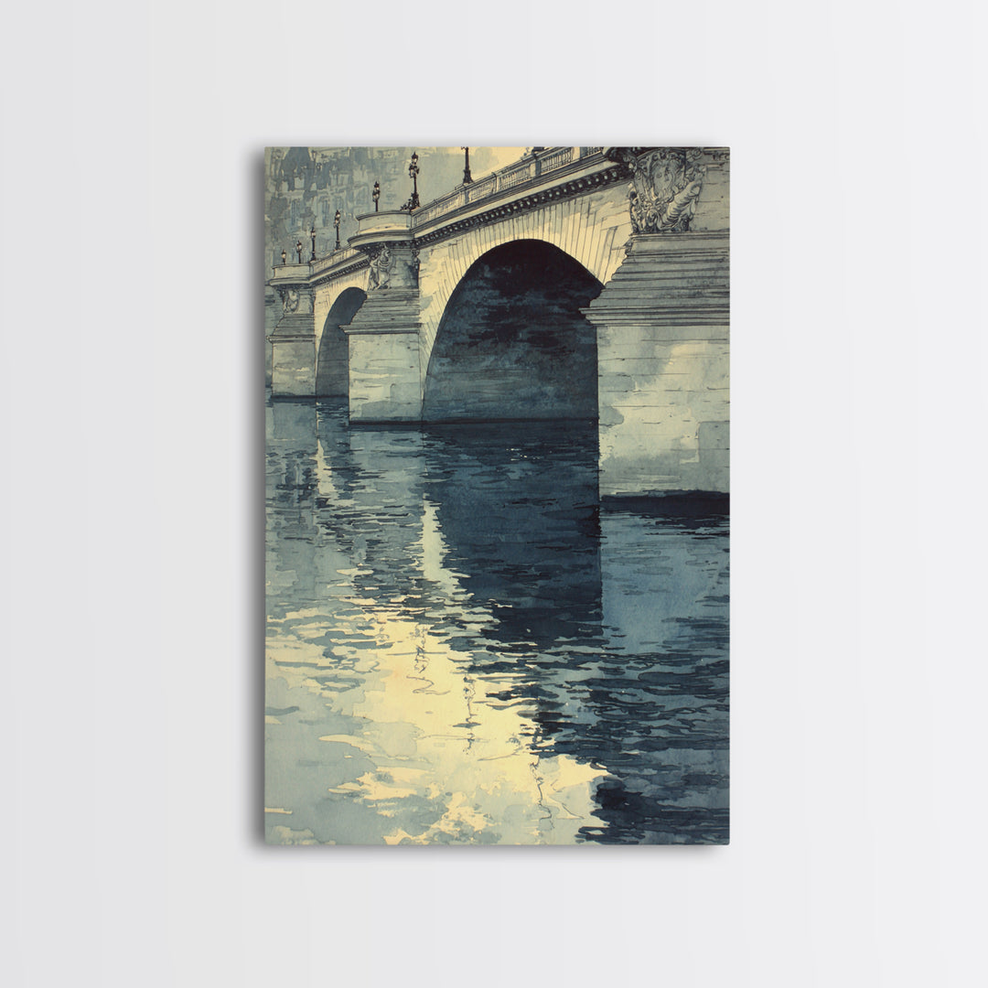 Paris Bridge Reflected Canvas Print, Impressionist Art, Minimalist Decor, Living Room Decor, Impression, Textured Wall Art, IMP-2x3-15